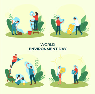 世界环境日环保行动插画