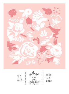 粉色花卉鸟类艺术插画