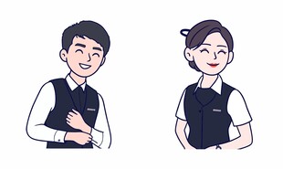 男女服务员形象插画