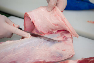 手切新鲜生肉去皮