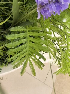紫色仿真花卉与蕨类植物组合
