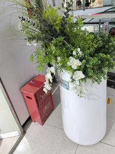 白色花器中的清新仿真绿植