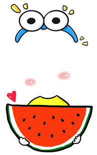 可爱卡通西瓜与表情元素
