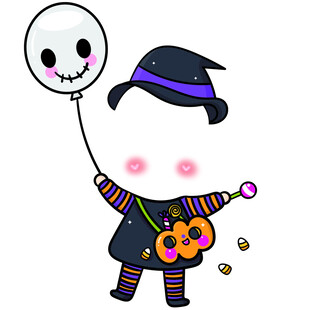 万圣节小巫师手持气球糖果