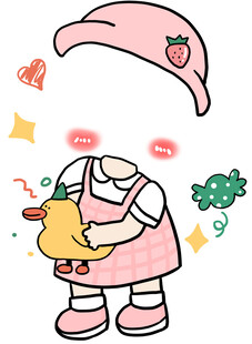 可爱卡通女孩怀抱小黄鸭