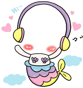 戴耳机的可爱卡通小美人鱼