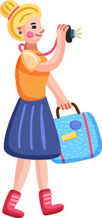 小女孩开心准备开启旅程