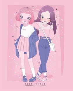 双生萌系少女插画