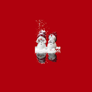 红色背景上的可爱雪人