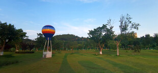 宽阔草地与热气球