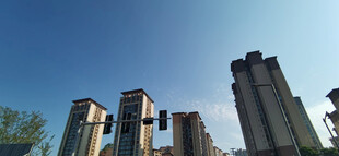 蓝天下的城市高楼景观