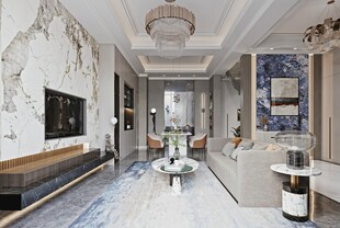 豪华大理石风客厅室内设计