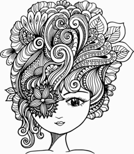 梦幻花纹装饰的神秘少女