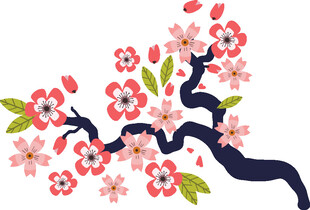 手绘樱花枝