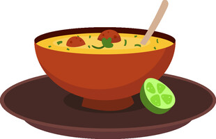 一碗美味汤品配青柠