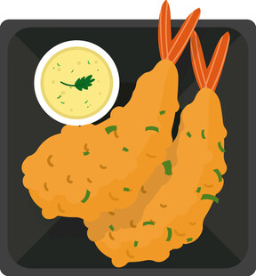 美味炸虾配蘸酱