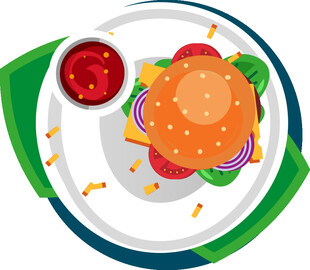 美味汉堡配蘸酱