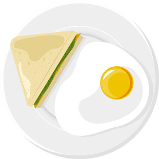 盘中三明治与煎蛋