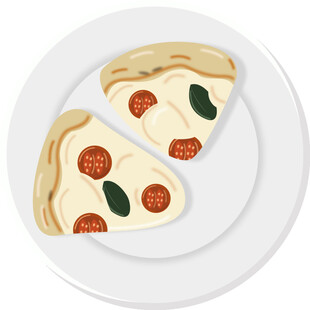 两片美味披萨置于白盘