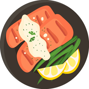 香煎三文鱼配时蔬