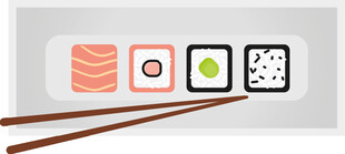 美味寿司与筷子组合