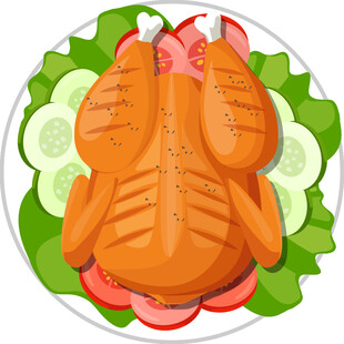 烤鸡配蔬菜摆盘