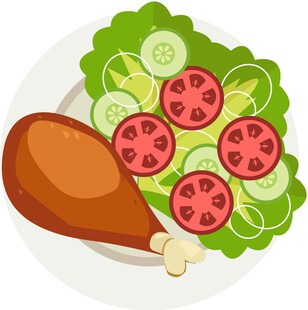 烤鸡腿配蔬菜沙拉