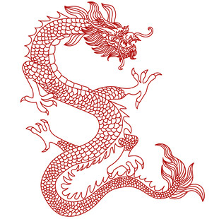 传统红色中国龙图案