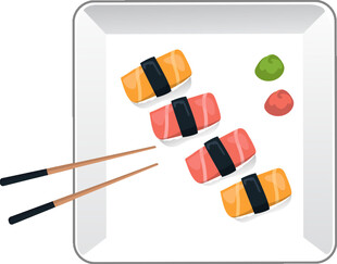 美味寿司配精致餐具