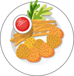 美味炸鸡块配薯条与蘸酱