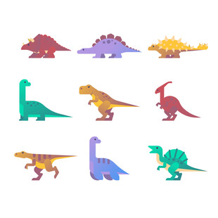 可爱多彩恐龙卡通形象