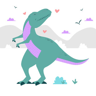 可爱恐龙在梦幻场景中