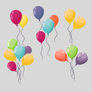 彩色气球飘起