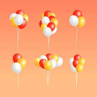 多彩气球组合装饰画面