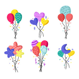 多彩气球组合装饰图案