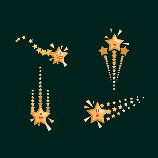 金色流星星星装饰元素