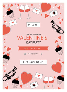 情人节乐器主题装饰卡片