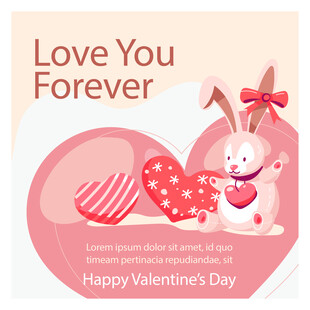 情人节可爱兔子爱心贺卡