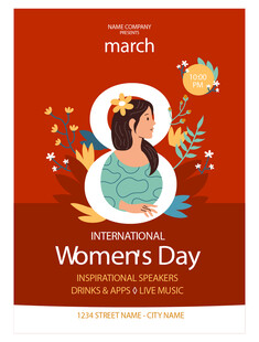 三月妇女节插画海报