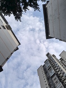 仰视城市高楼与天空
