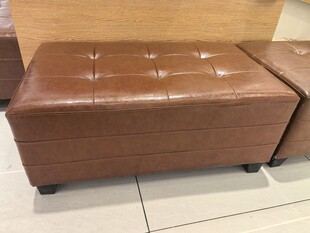 棕色皮质储物凳