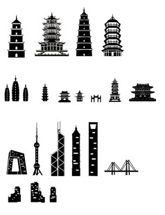 各地标志性建筑剪影