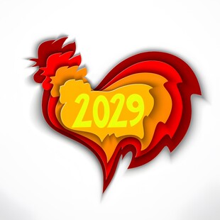 2029年鸡年心形创意图标
