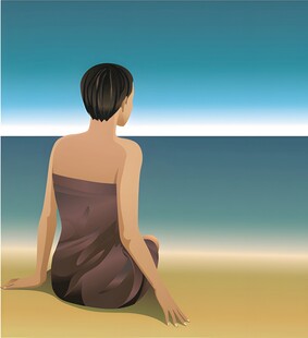 海边独坐的女子