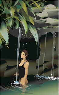 泳池中的比基尼女子