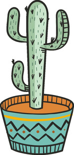 卡通风格盆栽仙人掌