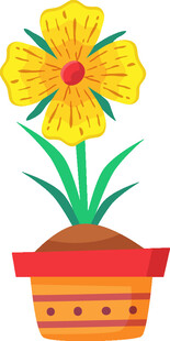 花盆中的黄色花朵