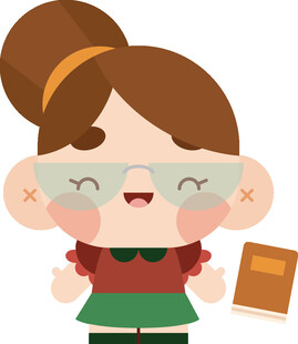 戴眼镜的可爱女孩与书本