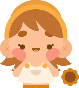 可爱卡通女孩与向日葵