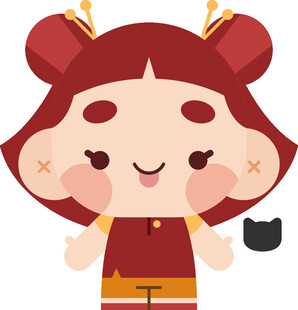 可爱中国风红衣卡通女孩
